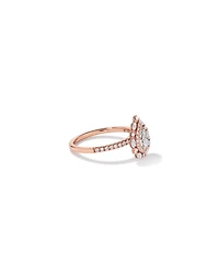 0.62 Carat TW Round Brilliant and Marquise Double Halo Cluster Diamond Ring 14kt Rose Gold with Rhodium