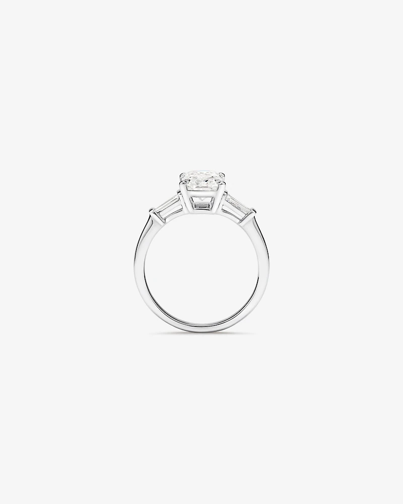 2.25 Carat TW Three Stone Radiant and Baguette Laboratory-Grown Diamond Engagement Ring in 14kt White Gold