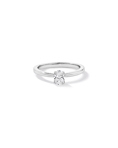 Bague solitaire ovale TW 0,50 carat en platine recyclé