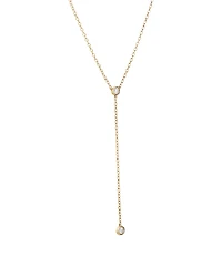 0.14 Carat TW Round Brilliant Diamond Bezel Set Lariat Necklace in 10kt Yellow Gold
