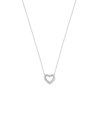 Cubic Zirconia Puff Love Heart Pendant Necklace in Sterling Silver