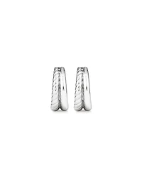 Textured Double Huggie Earrings in Sterling Silver