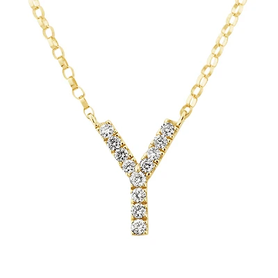 Collier à initiale « Y » en or jaune 10 K à diamants totalisant 0,10 ct