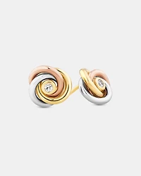Boucles d'oreilles à nœud strié avec accent en diamant en or jaune, rose et blanc 10 carats
