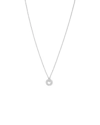 Pavé Set Cubic Zirconia Puff Open Circle Pendant Necklace in Sterling Silver
