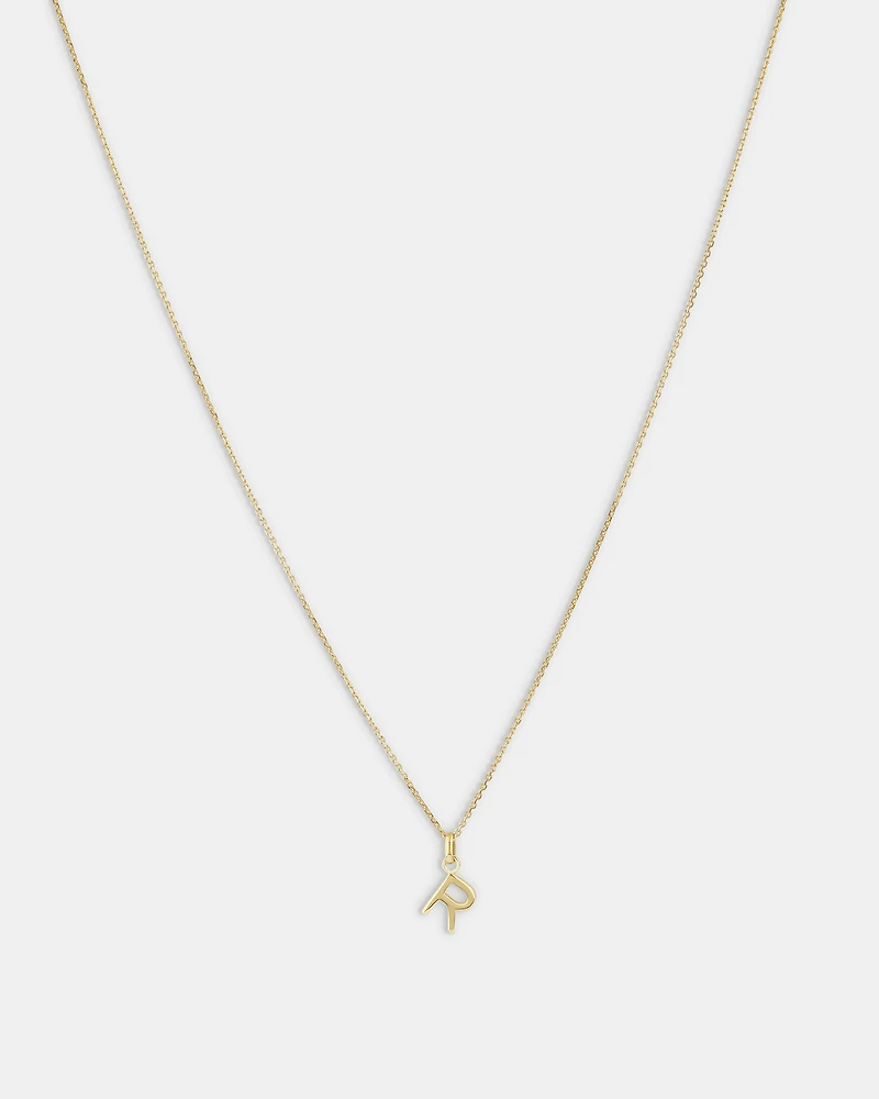 R Initial Pendant in 10kt Yellow Gold