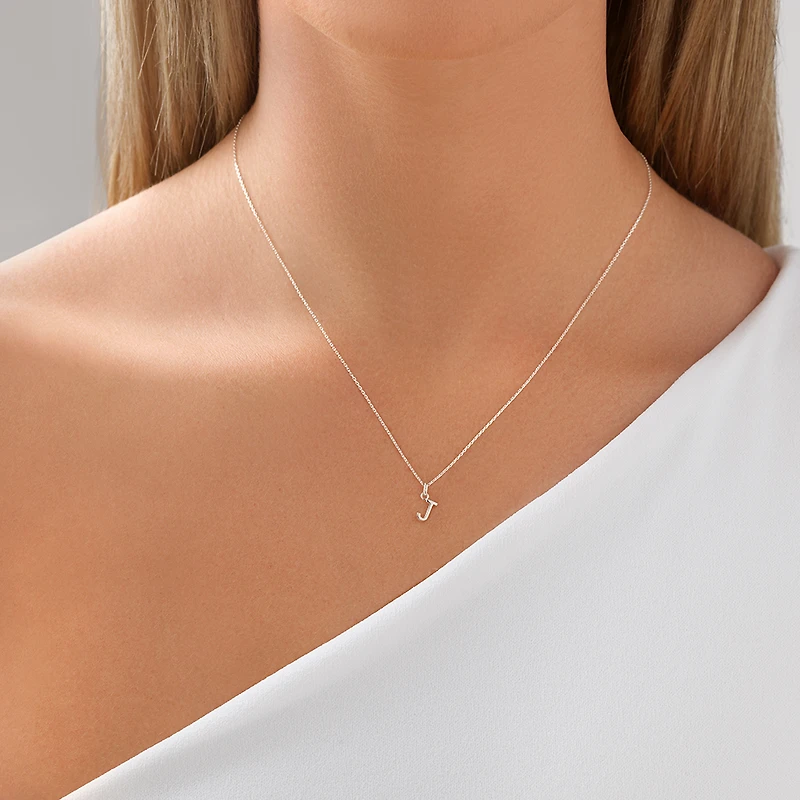 "J" Initial Pendant in Sterling Silver