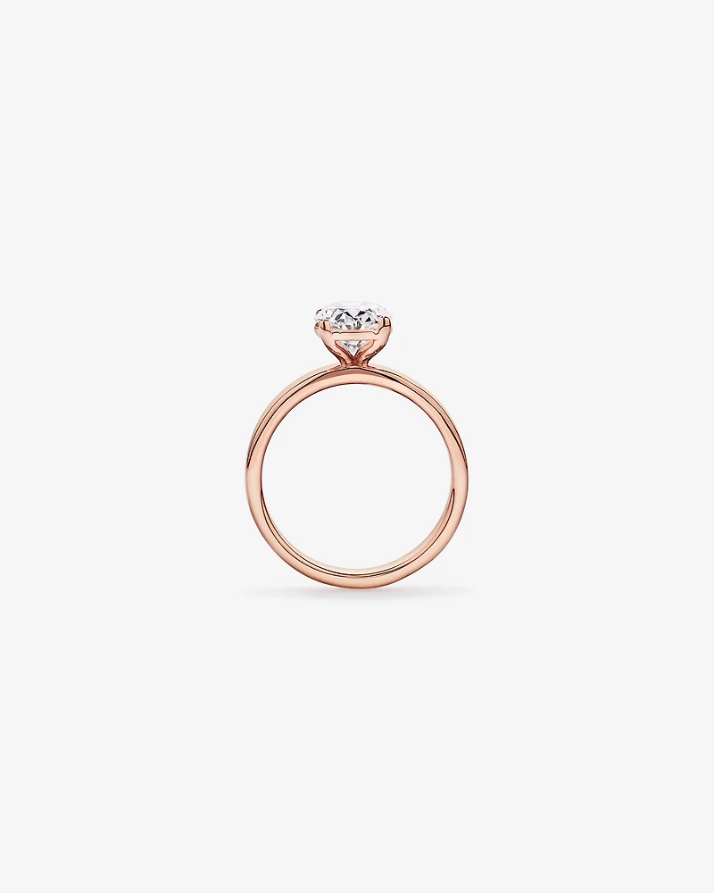 Bague solitaire en or rose 14 carats sertie d'un diamant ovale de 2,00 cultivé laboratoire