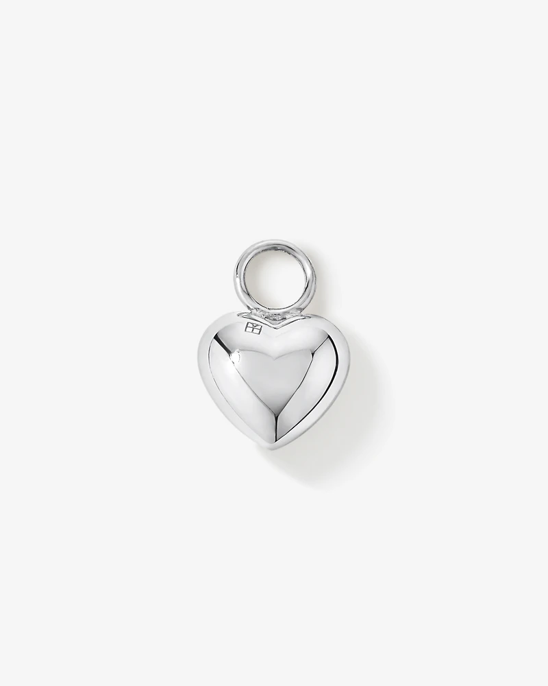 Puff Heart Single Earring Charm in Sterling Silver