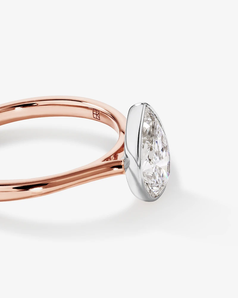 Bague de fiançailles TW TW de 1,25 carat en diamants solitaires de laboratoire en or rose et blanc 14 carats