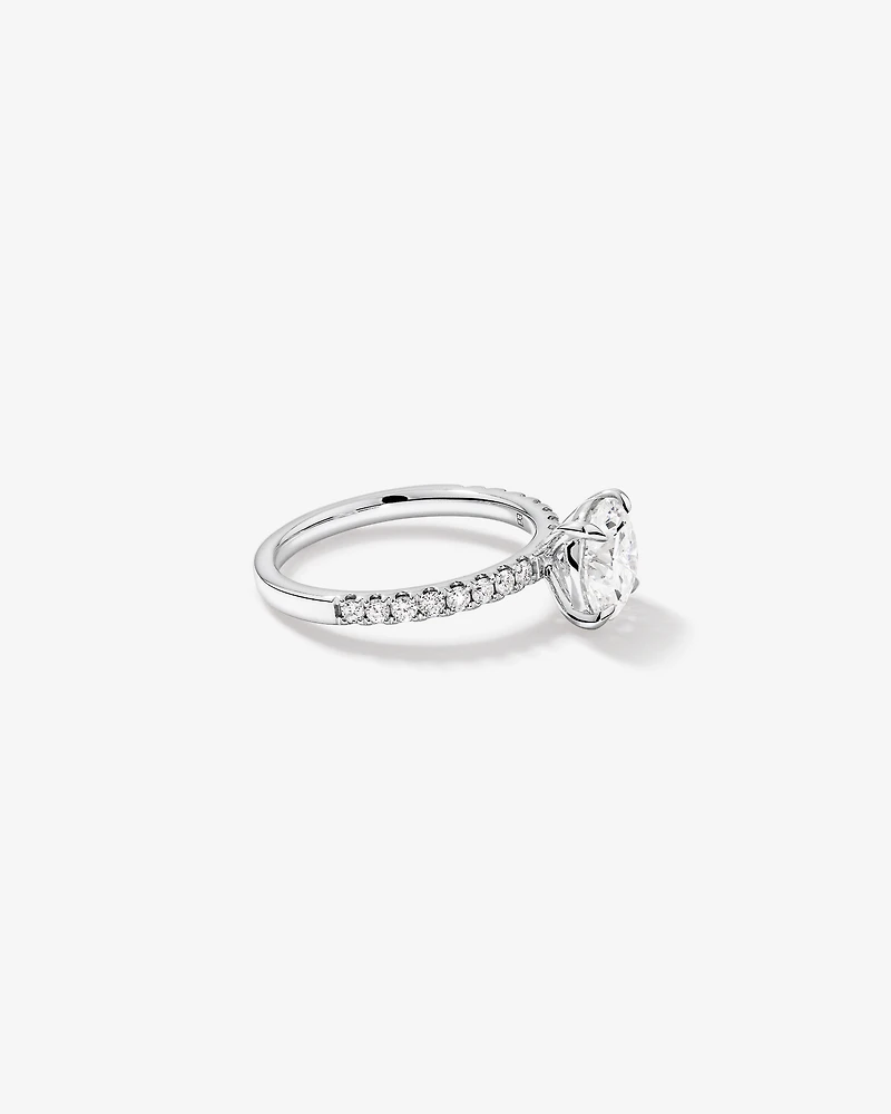 2.31 Carat TW Round Brilliant Lab-Grown Diamond Side Accent Engagement Ring in 14kt White Gold