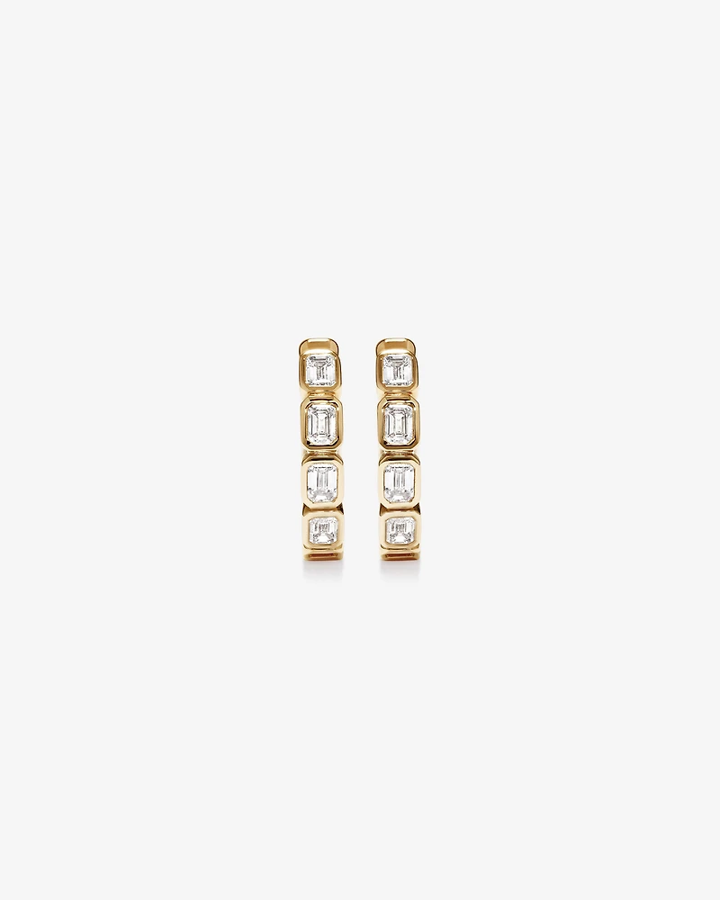 0.40 Carat TW of Laboratory-Grown Emerald Cut Diamond Huggie Earrings in 10kt Yellow Gold
