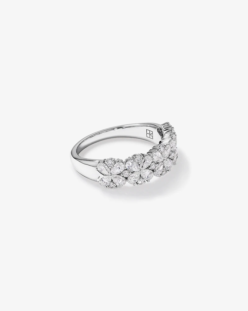 LAB. Pear and Round Brilliant Ring with 1.05 Carat TW of Laboratory-Grown Diamonds in 10kt White Gold