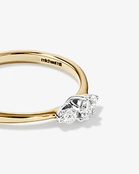 0.15 Carat TW Three Stone Pear Cut Diamond Promise Ring in 10kt Yellow & White Gold