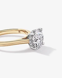 Bague solitaire en or jaune et blanc 14 carats, sertie d'un diamant rond brillant de 2,32 cultivé laboratoire