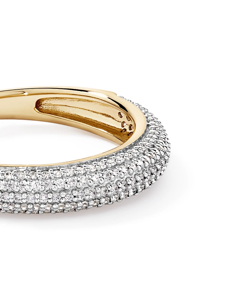 Pavé Dome Ring with Cubic Zirconia in 18kt Vermeil