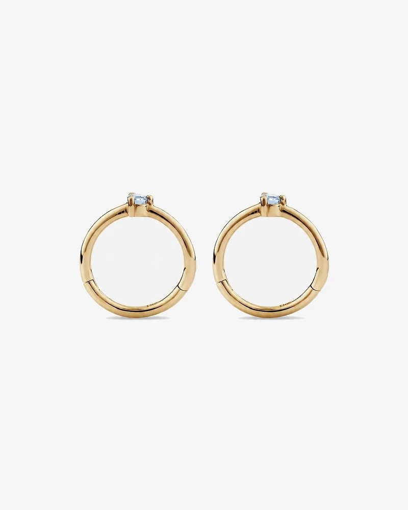 10mm Aquamarine Accent Sleepers in 10kt Yellow Gold