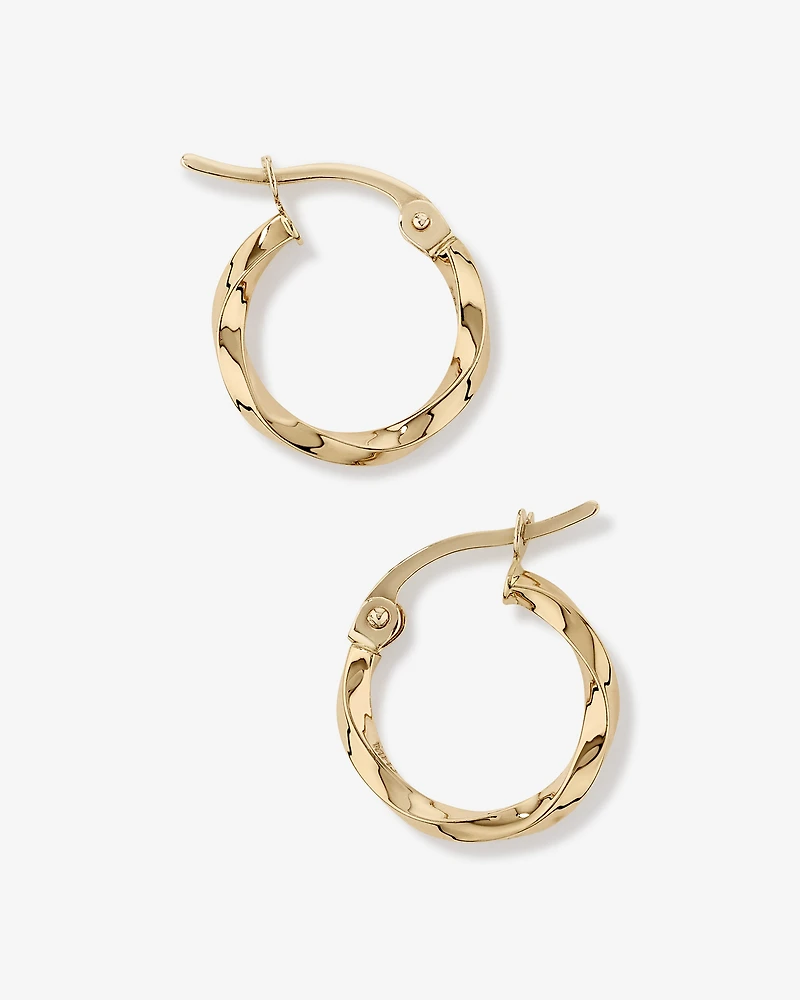 10mm Square Twist Hoop Earrings 10kt Yellow Gold