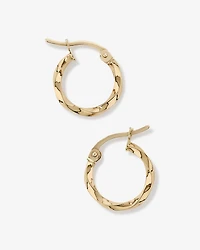 10mm Square Twist Hoop Earrings 10kt Yellow Gold