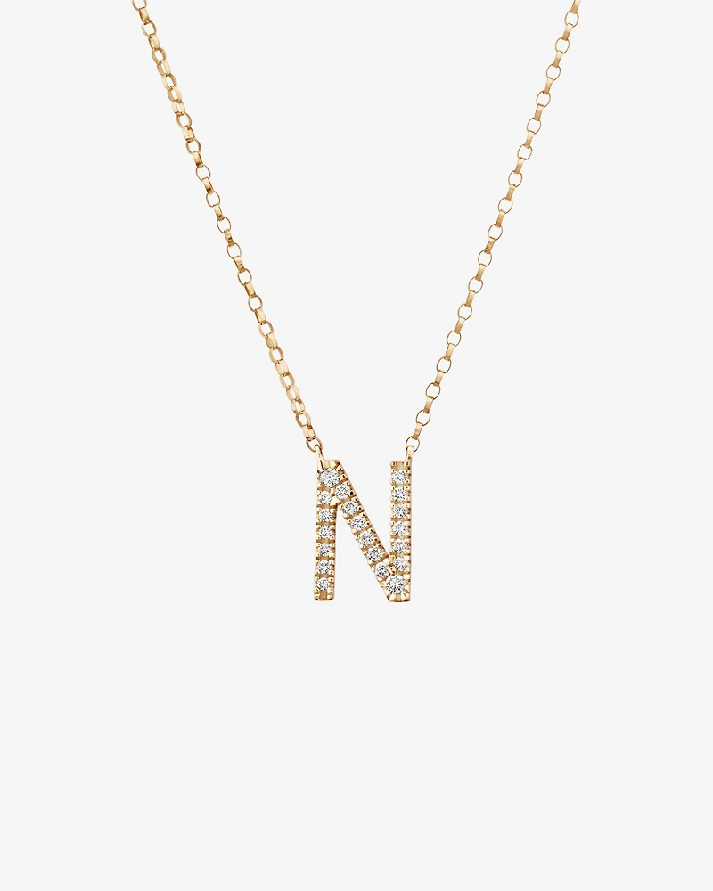 "N" Initial Necklace with 0.10 Carat TW of Diamonds in 10kt Yellow Gold