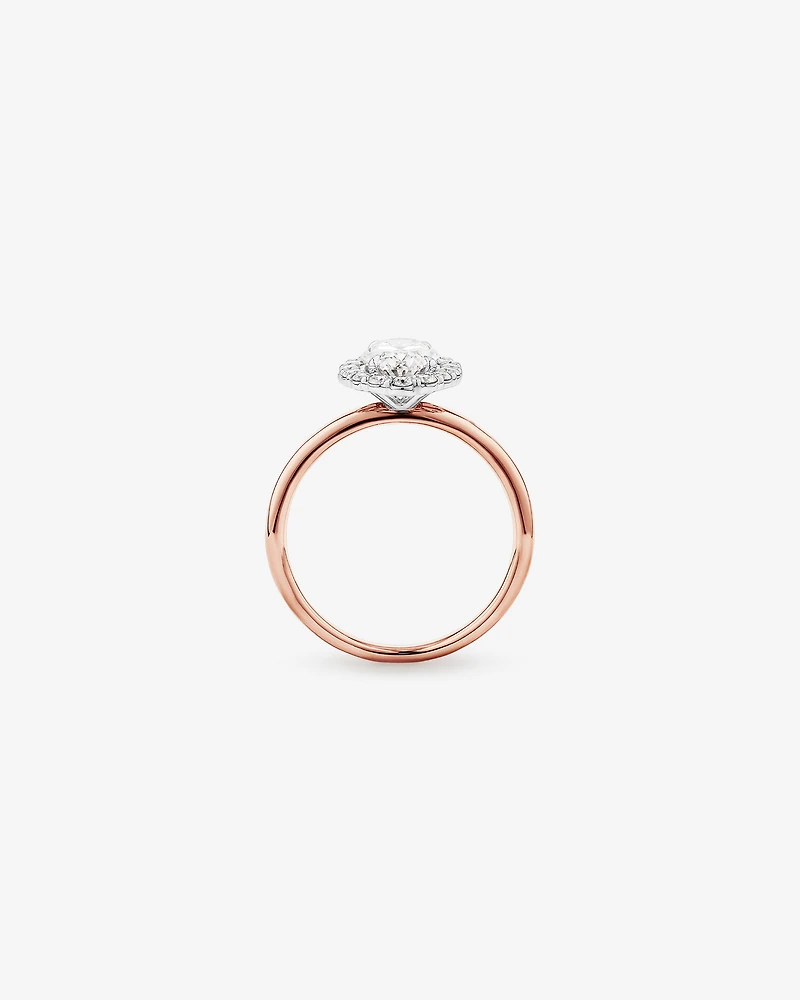 1.46 Carat TW Oval Cut Laboratory-Grown Diamond Halo Engagement Ring 14kt Rose and White Gold