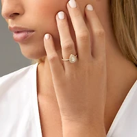 Double Halo Ring with 0.71 Carat TW of Diamonds in 18kt Yellow Gold
