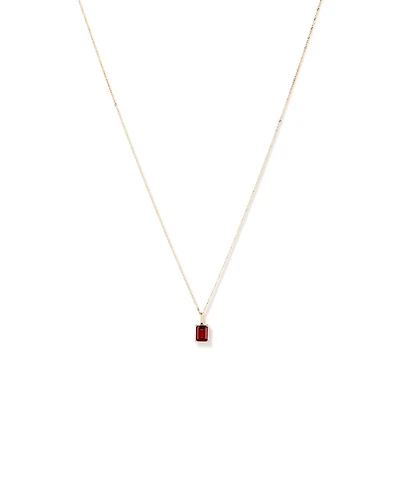 Emerald Cut Red Garnet Gemstone Pendant Necklace in 10kt Yellow Gold