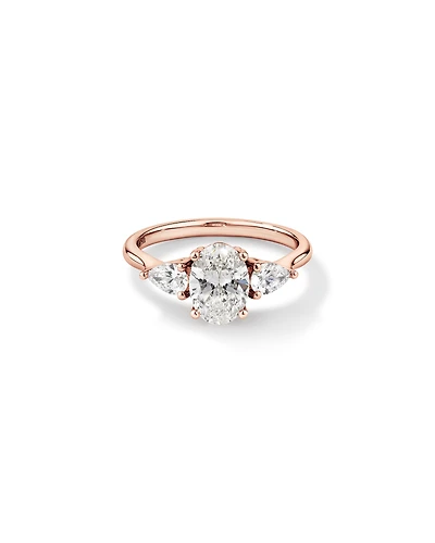 1.65 Carat TW Three Stone Oval and Pear Shaped Laboratory-Grown Diamond Engagement Ring in 14kt Rose Gold