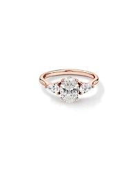 1.65 Carat TW Three Stone Oval and Pear Shaped Laboratory-Grown Diamond Engagement Ring in 14kt Rose Gold