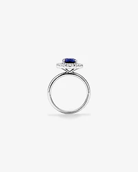 Created Sapphire & 0.97 Carat TW Laboratory-Grown Diamond Ring 10kt Gold