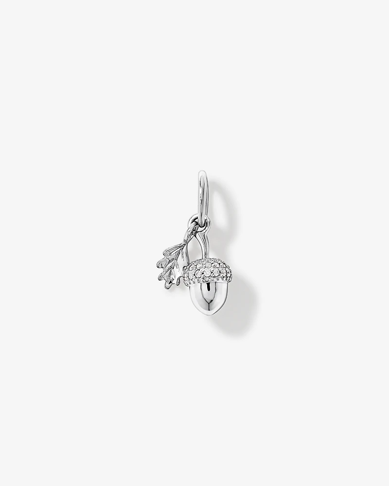 Canadian Acorn Diamond Pendant in Sterling Silver