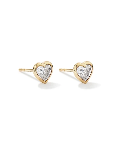 Boucles d’oreilles en diamant en forme de cœur cultivées en laboratoire 1,00 carat TW en or jaune 10 kt