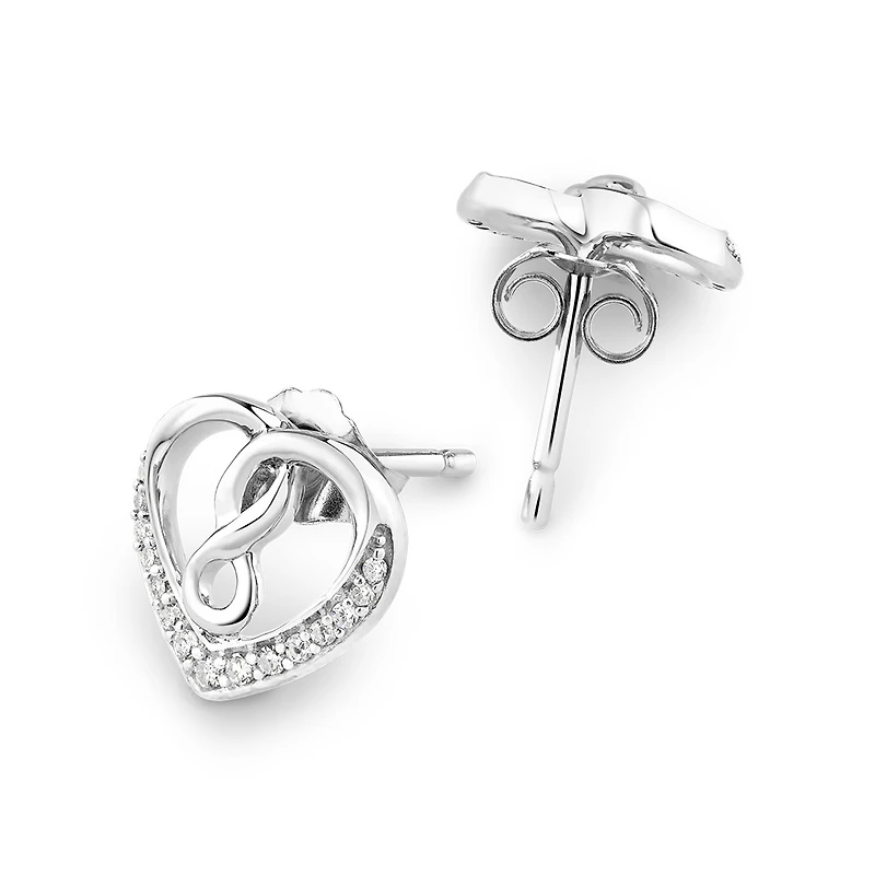 Heart infinitas Earring with 0.12 Carat TW of Diamonds in Sterling Silver