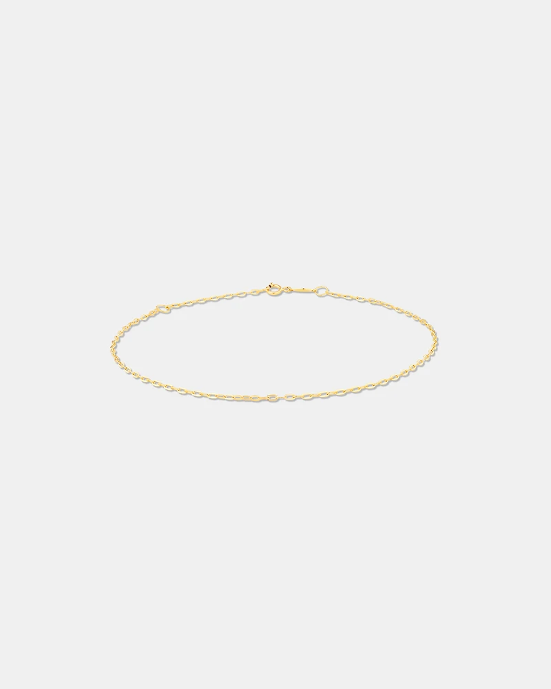Flat Paperclip Chain Anklet in 10kt Yellow Gold