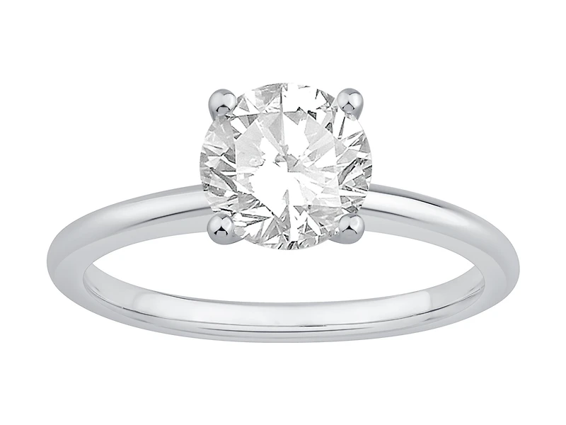 Bague De Fiançailles Solitaire En Diamant Laboratoire Rond Brillant 1,25 Carat Poids Total Or Blanc 14 Carats