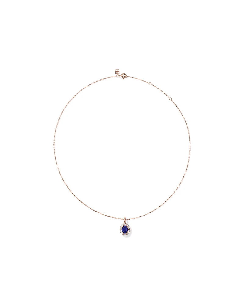 Created Sapphire & 0.47 Carat TW Laboratory-Grown Diamond Pendant with Chain in 10kt Rose Gold