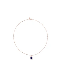 Created Sapphire & 0.47 Carat TW Laboratory-Grown Diamond Pendant with Chain in 10kt Rose Gold