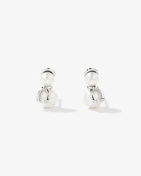 Snowman Stud Earrings with Cultured Freshwater Pearls in Sterling Silver