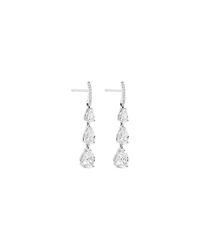 Boucles d'Oreilles Clous avec Triple Goutte de Zircon Cubique en Forme de Poire en Argent Sterling