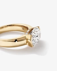 4.06 Carat TW East-West Oval Cut Laboratory-Grown Diamond Solitaire Ring in 18kt Yellow Gold