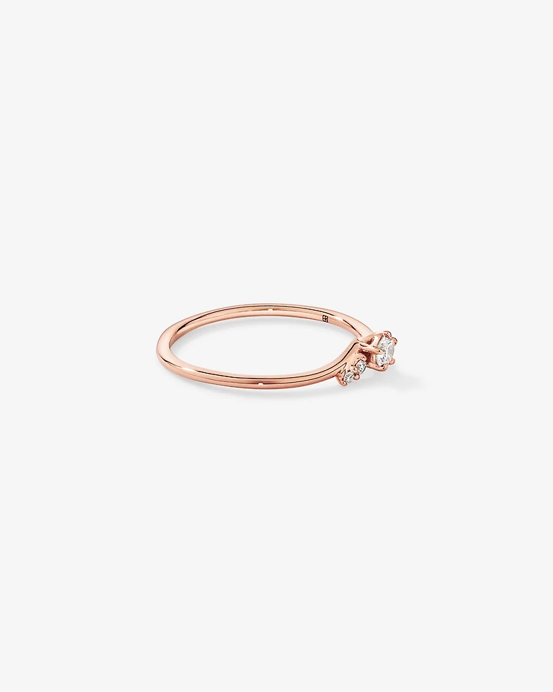 0.15TW Round Brilliant Laboratory-Grown Diamond Chevron Promise Ring 10kt Rose Gold