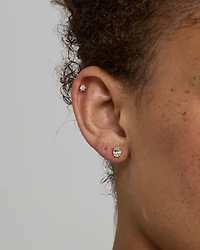 Diamond Flower Flat Back Helix Stud Earring in 10kt Yellow Gold