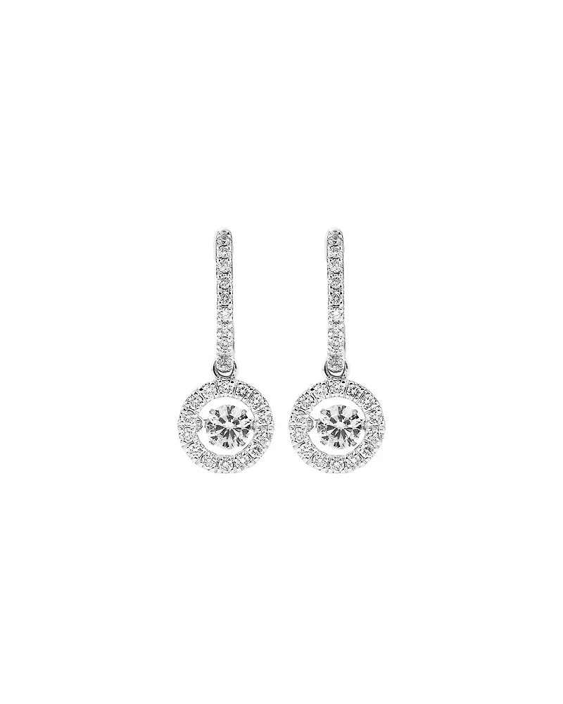 Lume Lab Round Huggie Earrings with 1.00 Carat TW of Laboratory-Grown Diamonds in 10kt White Gold