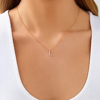 "L" Initial Necklace with 0.10 Carat TW of Diamonds in 10kt Yellow Gold