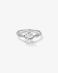 Bague de fiançailles 1,70 carat TW coupe ovale en diamant à torsade laboratoire or blanc 14 carats