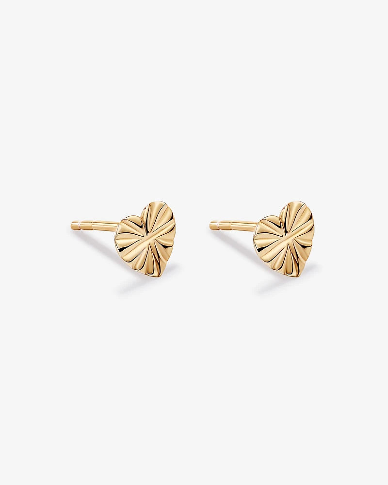 Boucles d’oreilles bouton cœur texturées en vermeil 18 ct