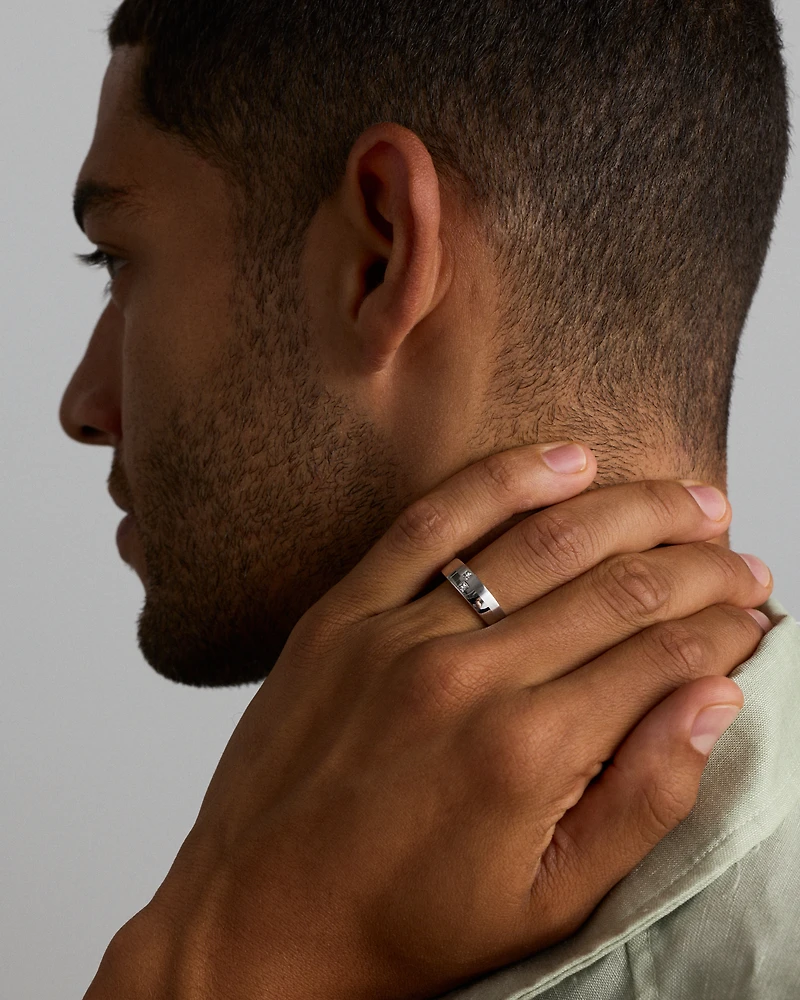 Bague en or blanc 10 K avec diamants pour homme