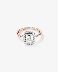 2.34 Carat TW Emerald Cut Laboratory-Grown Diamond Halo Engagement Ring in 14kt Rose and White Gold