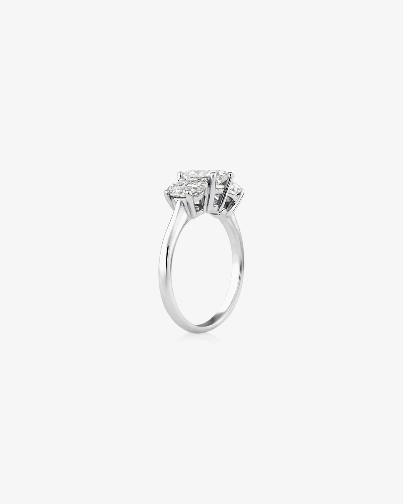 2 Carat Three Stone Oval Laboratory-Grown Diamond Engagement Ring 14kt White Gold