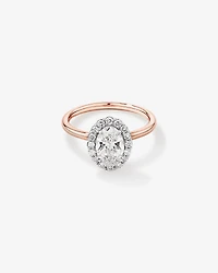1.46 Carat TW Oval Cut Laboratory-Grown Diamond Halo Engagement Ring 14kt Rose and White Gold